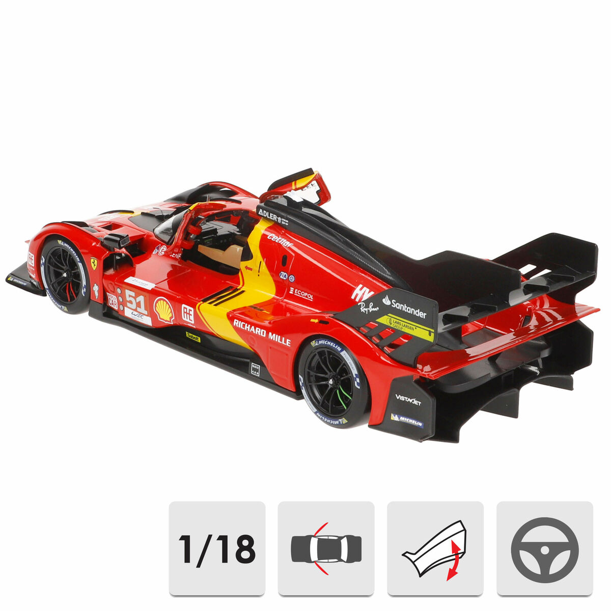 Bil Bburago Ferrari Racing 499 LMH #51 1:18 - 2