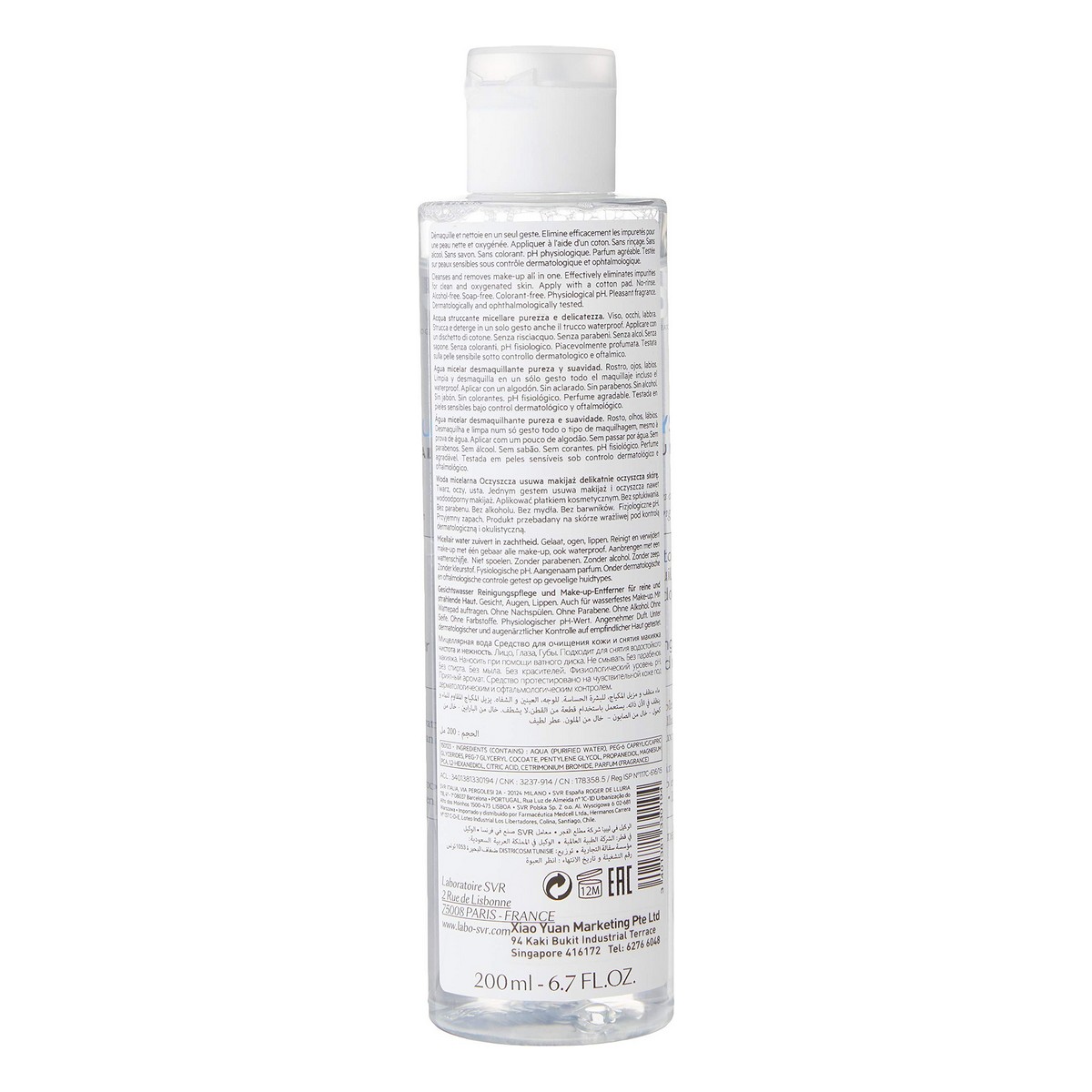 Micellärt vatten SVR Physiopure 200 ml - 2