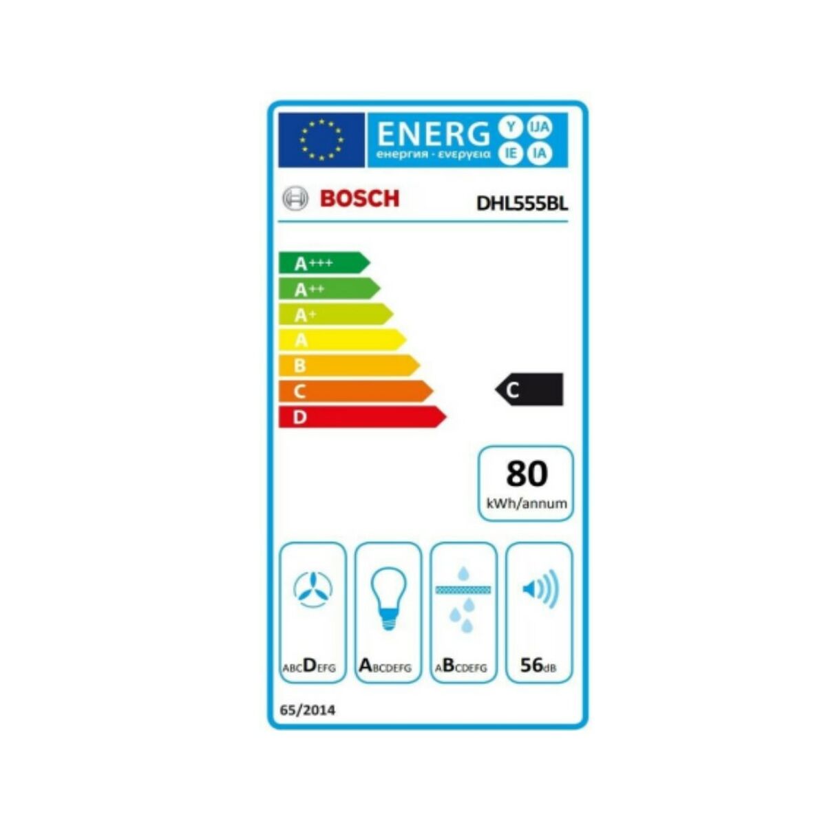 Konventionell fläkt BOSCH DHL555BL 53 590 m³/h 206W C Silvrig - 2