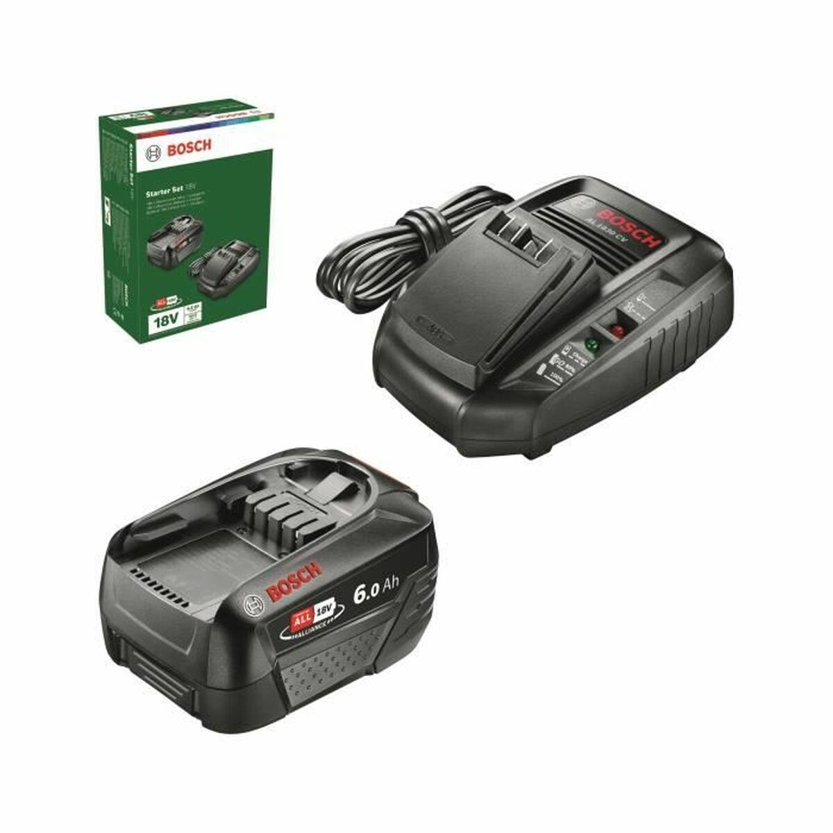 Uppsättning laddare och uppladdningsbara batterier BOSCH AL18-44 6 Ah 18 V