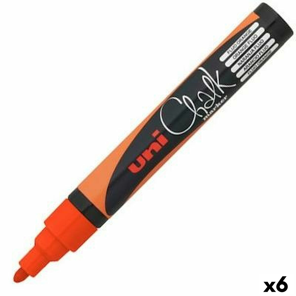 Flytande kritamarkör Uni-Ball PWE-5M Fluor Orange (6 antal) - 3