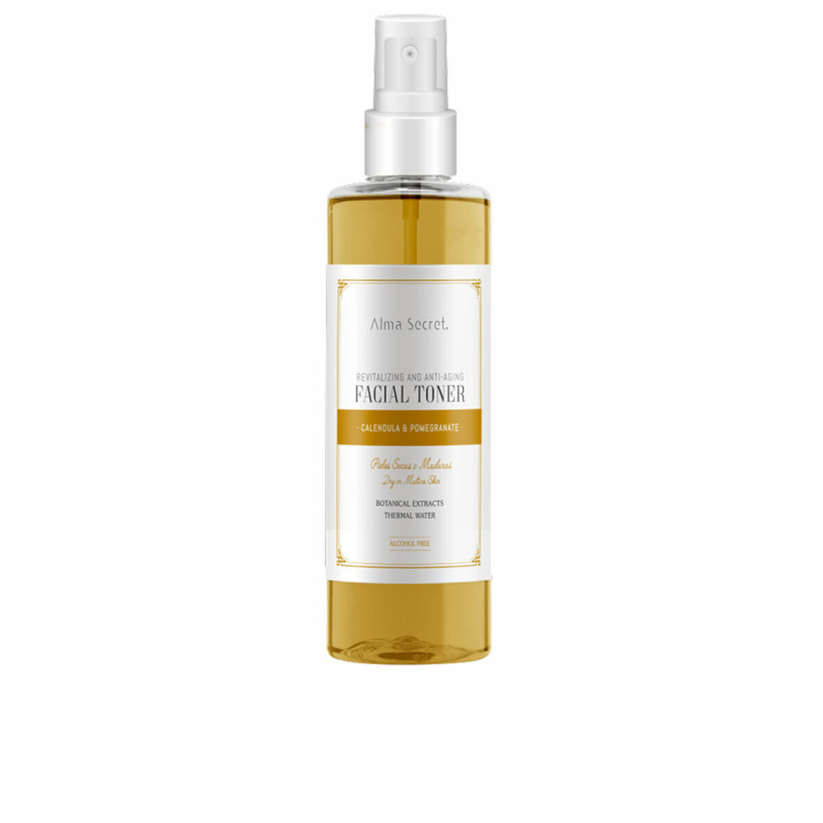 Ansiktsvatten anti-age Alma Secret Facial Toner 200 ml Vitaliserande Ringblomma Granatäpple