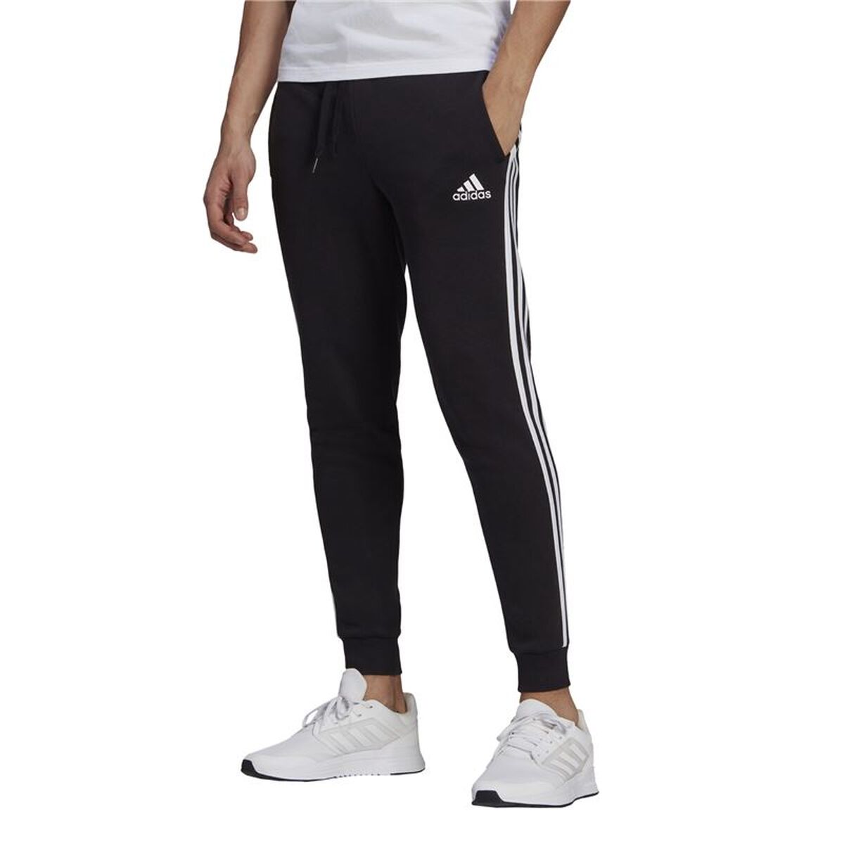 Långa träningsbyxor Adidas 3S Fl F Pt Svart Män - 2