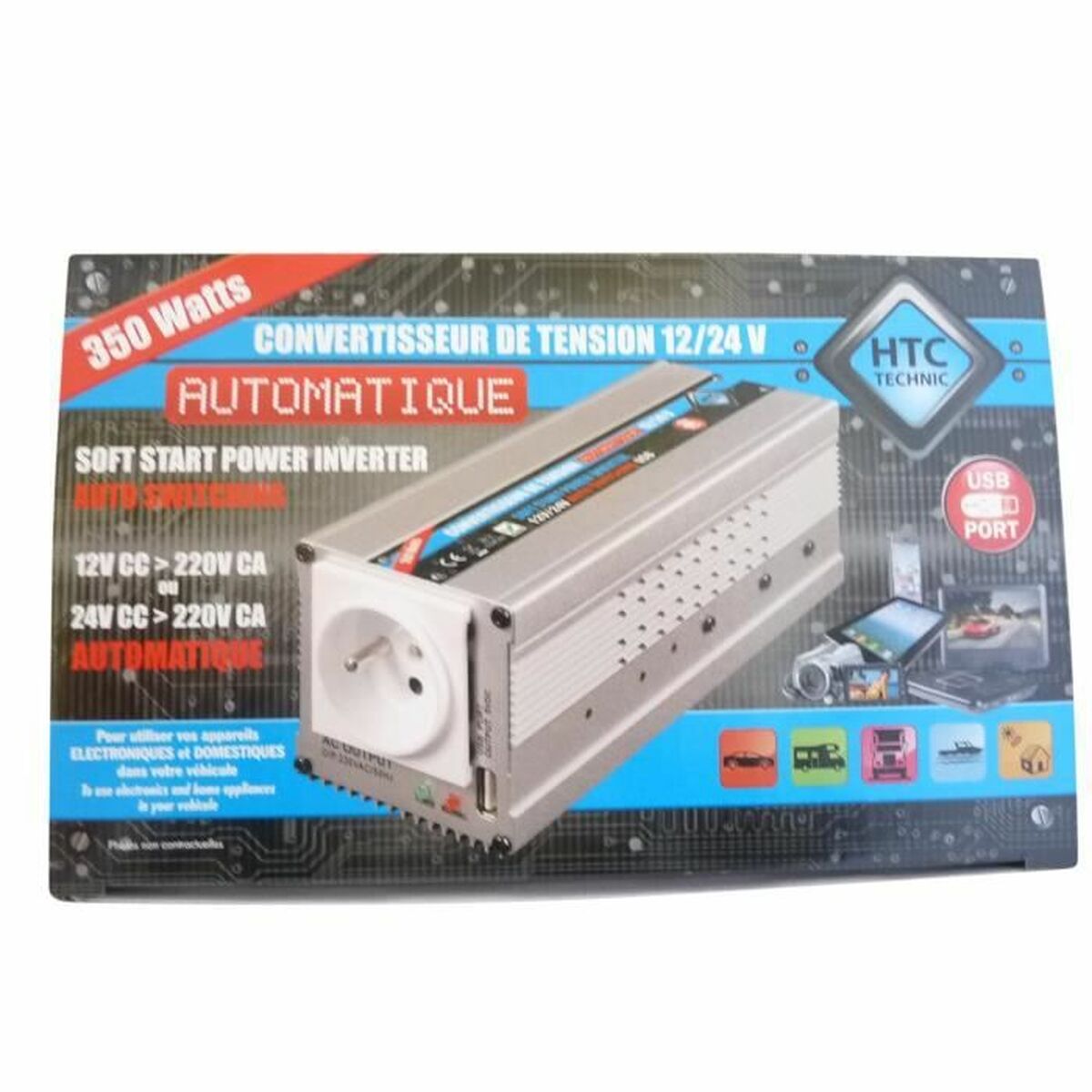 Elomvandlare HTC EQUIPEMENT 24 v - 220 v 240 V 12 V - 2