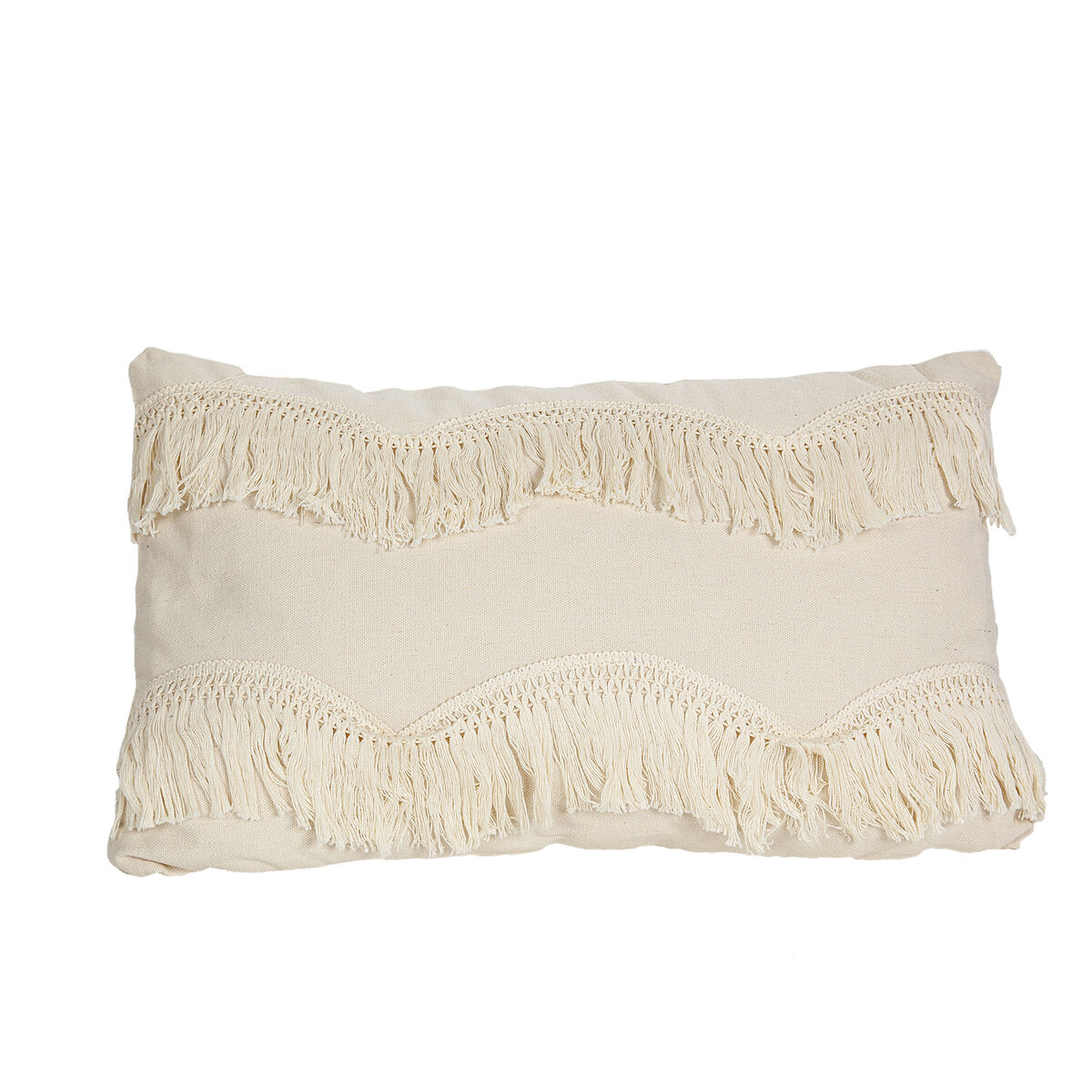 Kudde Romimex Vit Med tofsar 30 x 10 x 50 cm