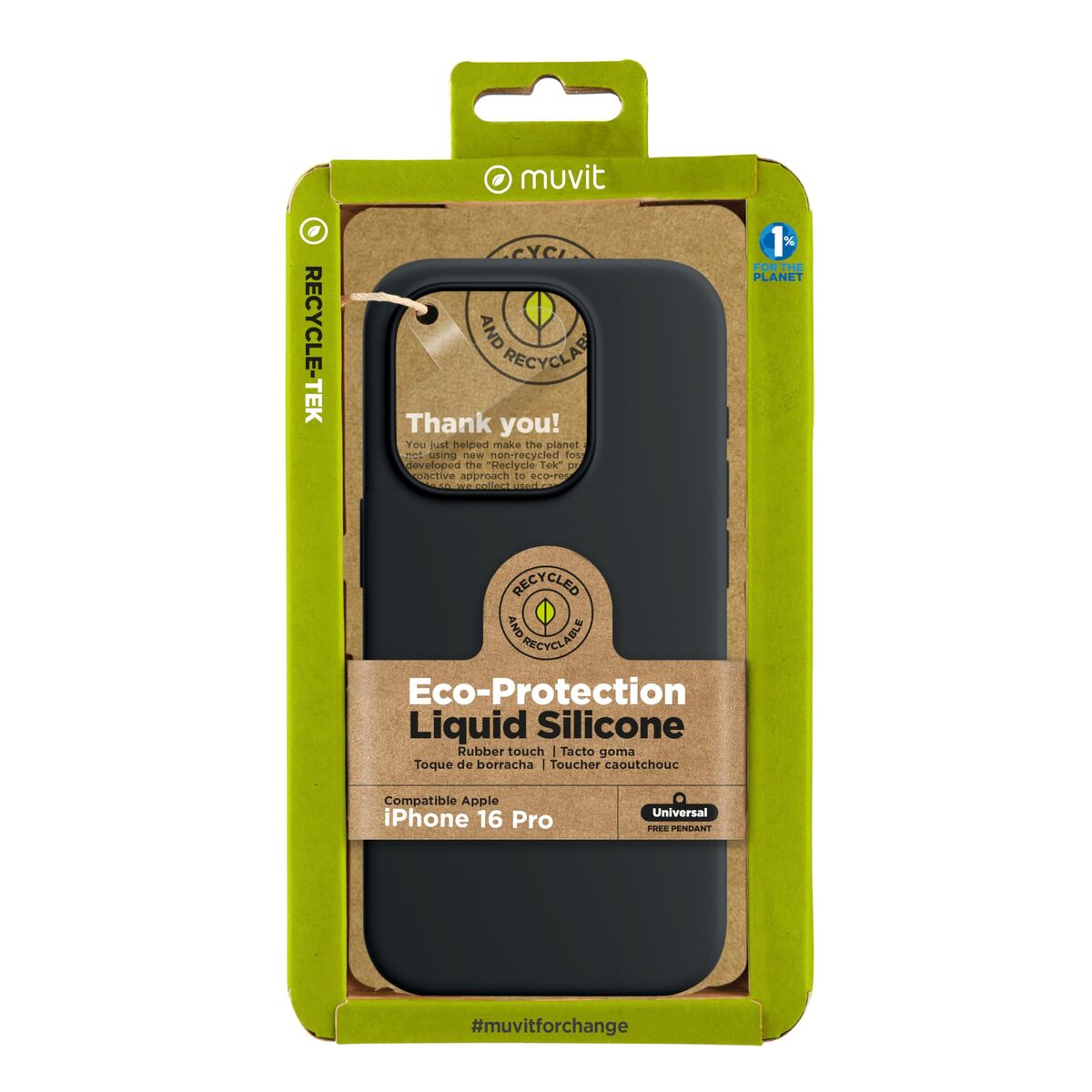 Mobilfodral Muvit for Change iPhone 16 Pro Svart