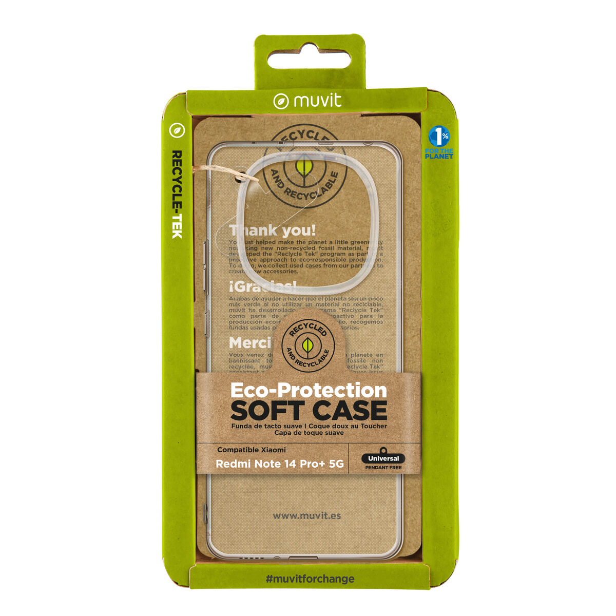 Mobilfodral Muvit Xiaomi Redmi Note 14 Pro+ 5G Transparent