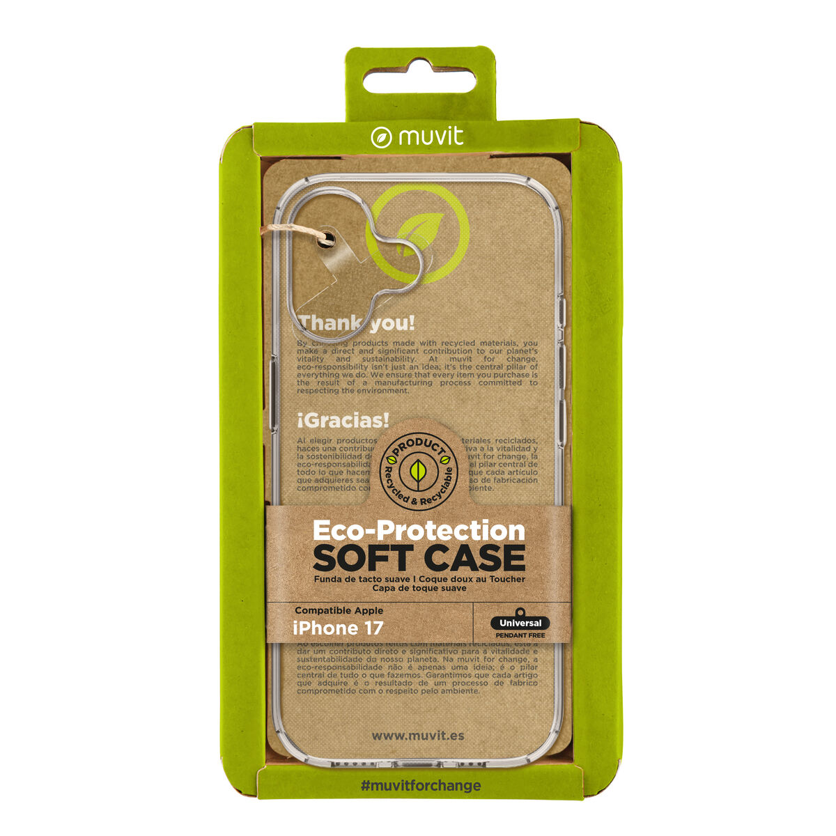 Mobilfodral Muvit for Change iPhone 17 Transparent