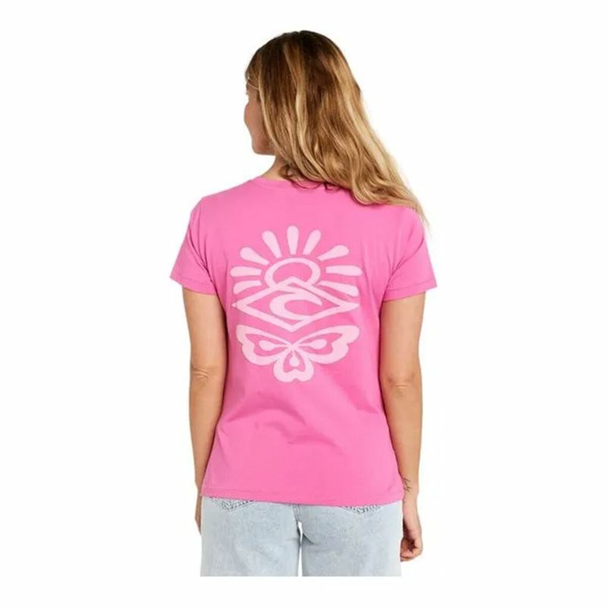 T-shirt med kortärm Dam Rip Curl Re-Entry Crew Tee Rosa Fuchsia - 2