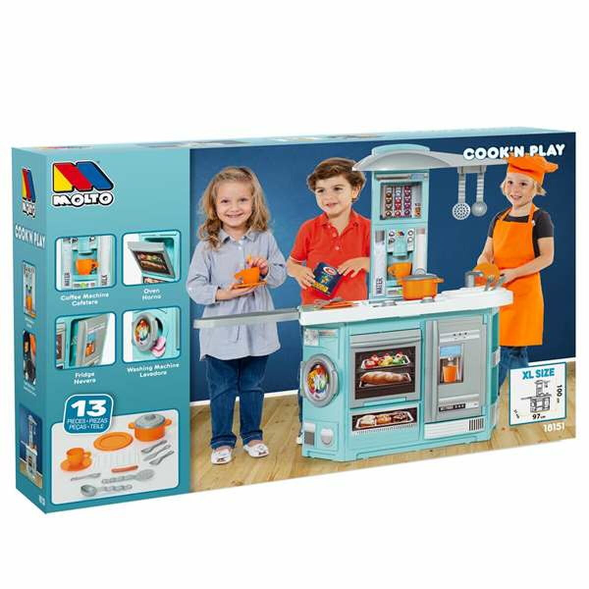 Leksakskök Cook Moltó 18151 100 x 97 x 31 cm Blå Flip-top (100 x 97 x 31 cm) - 3