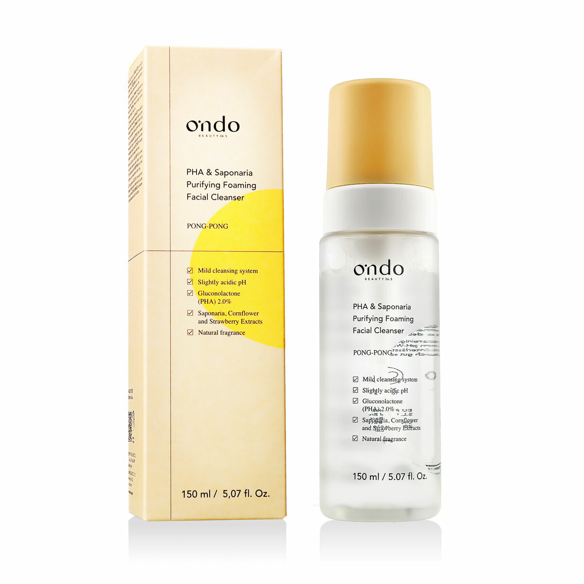 Rengöringsskum Ondo Beauty 36.5 PHA & SAPONARIA 150 ml