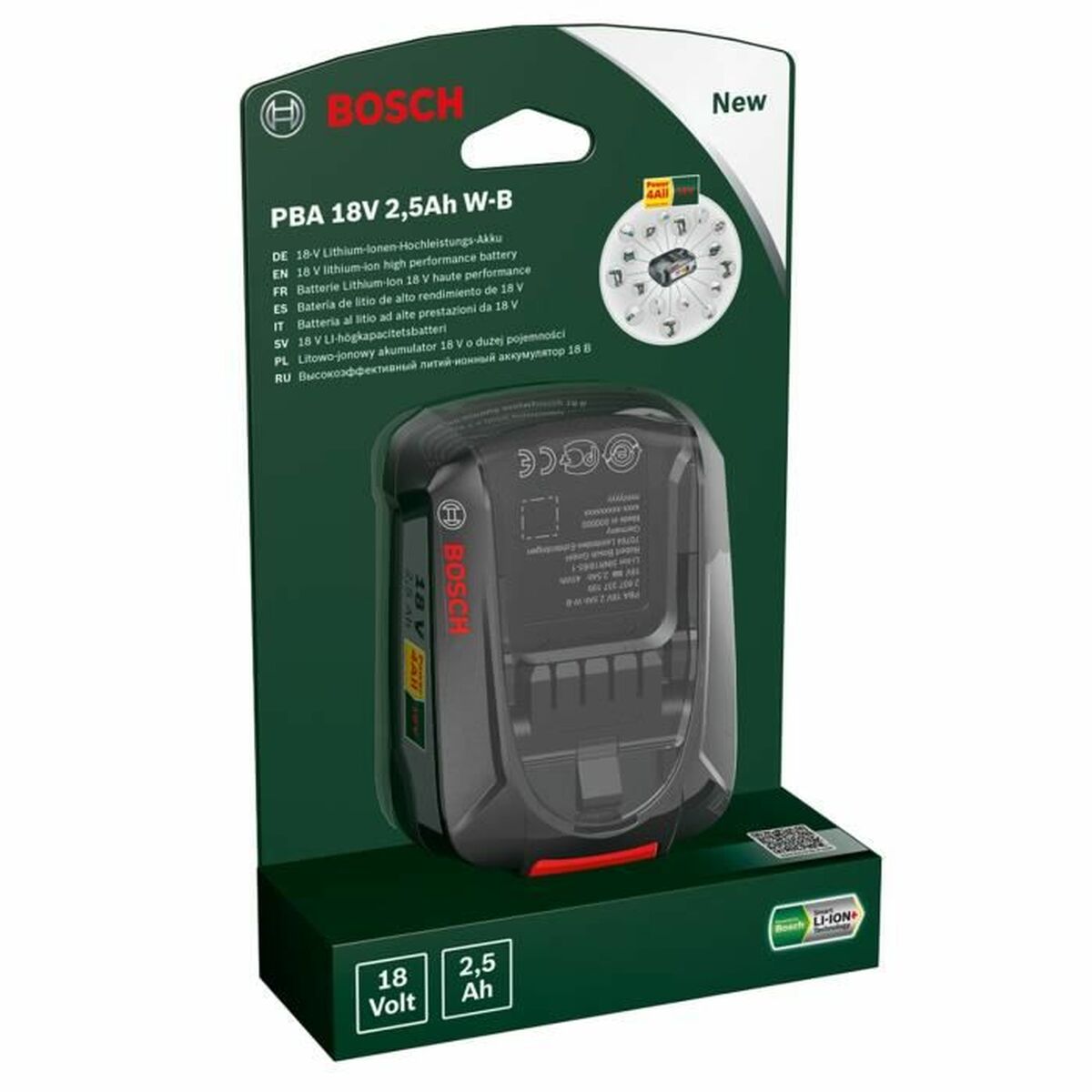 Laddningsbart lithiumbatteri BOSCH Power 4All Litio Ion 2,5 Ah 18 V - 2