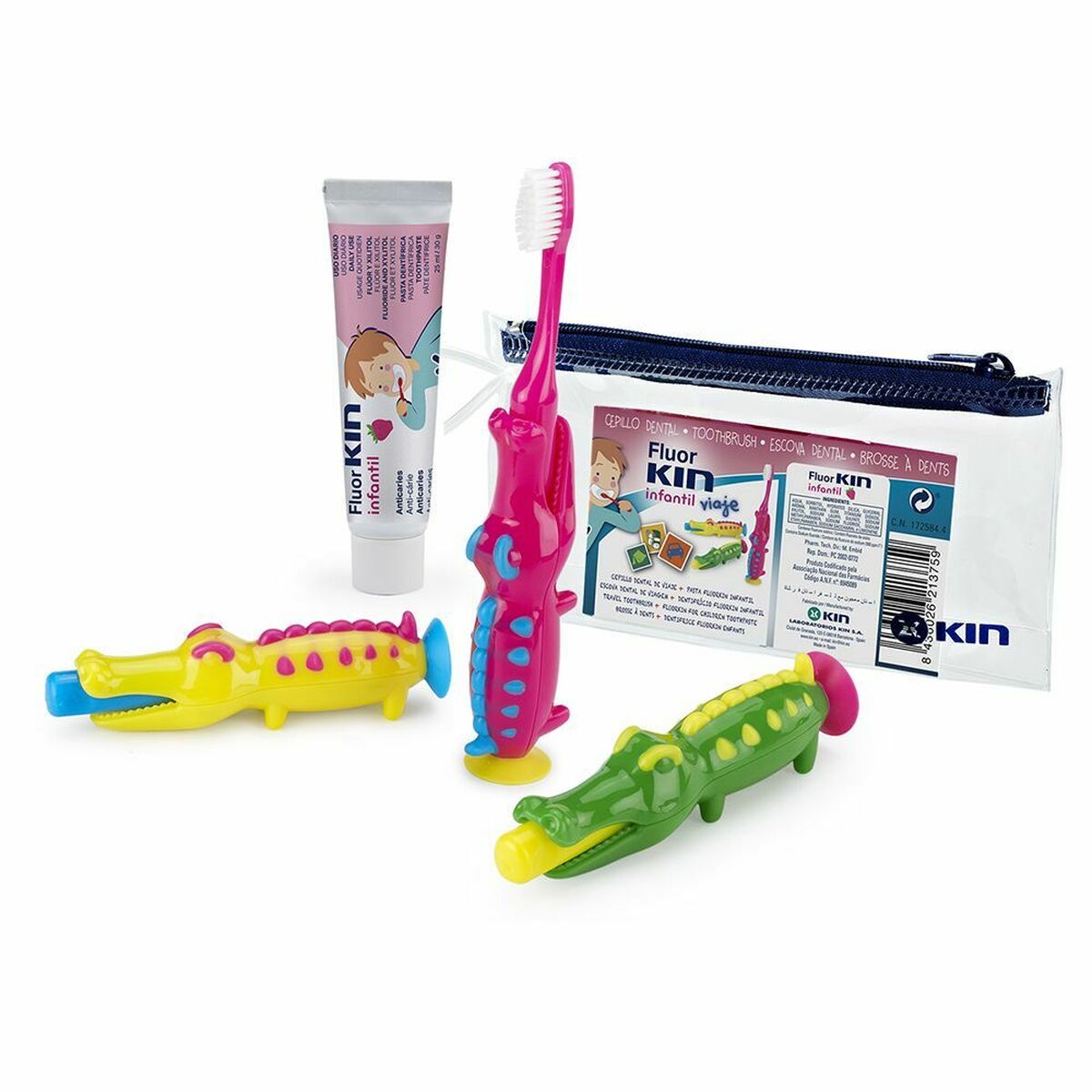 Kit tandhygien för barn Kin Fluorkin Infantil Viaje Cocodrilo Krokodil Resa (3 Delar)