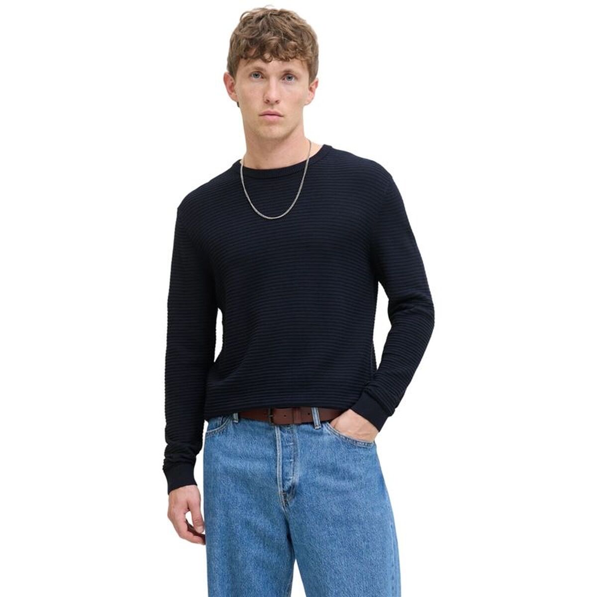 Tröja utan huva Herr Jack & Jones Jjotto Knit Crew Neck Sky Marinblå - 2