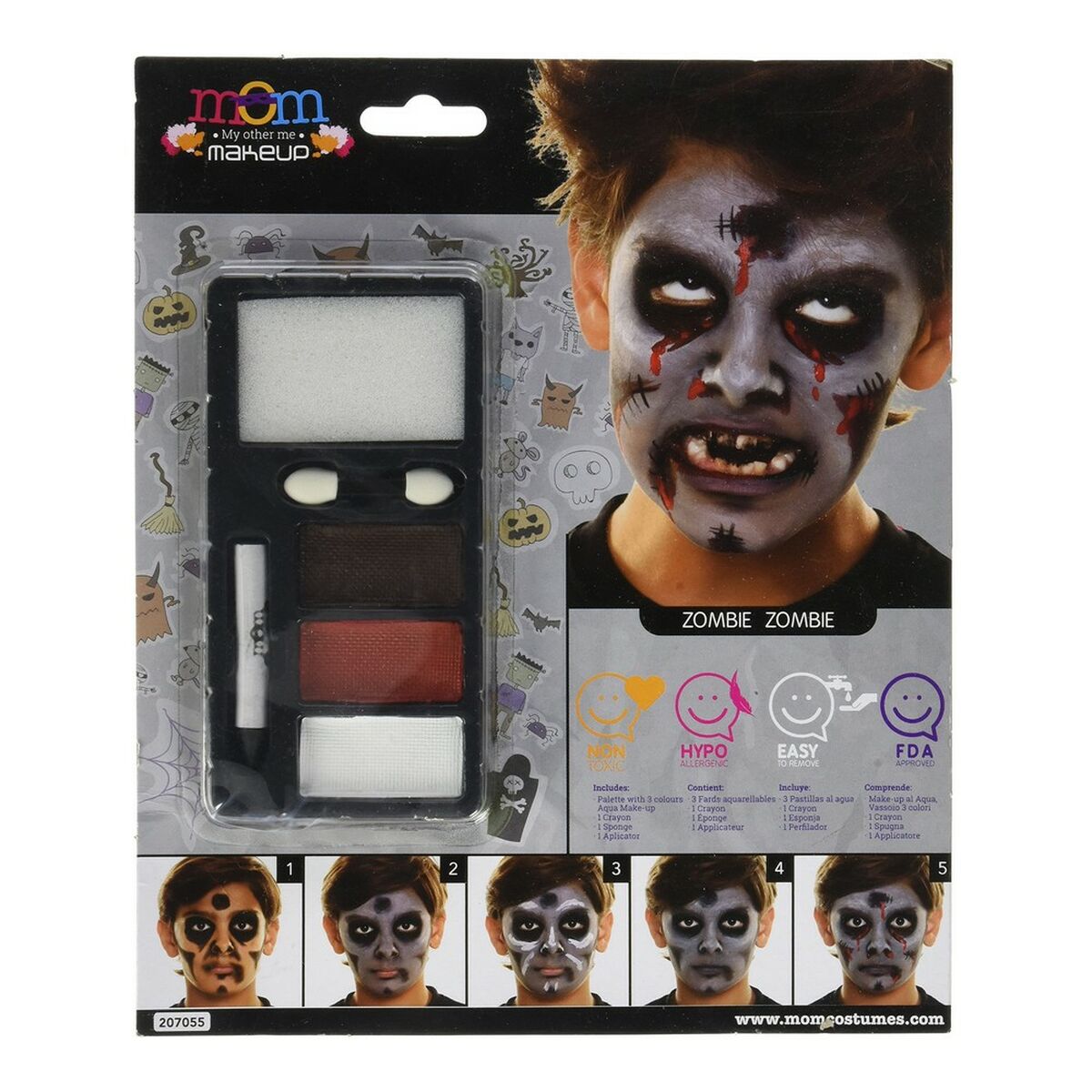 Sminkset för barn My Other Me Halloween Zombie (24 x 20 cm) - 3