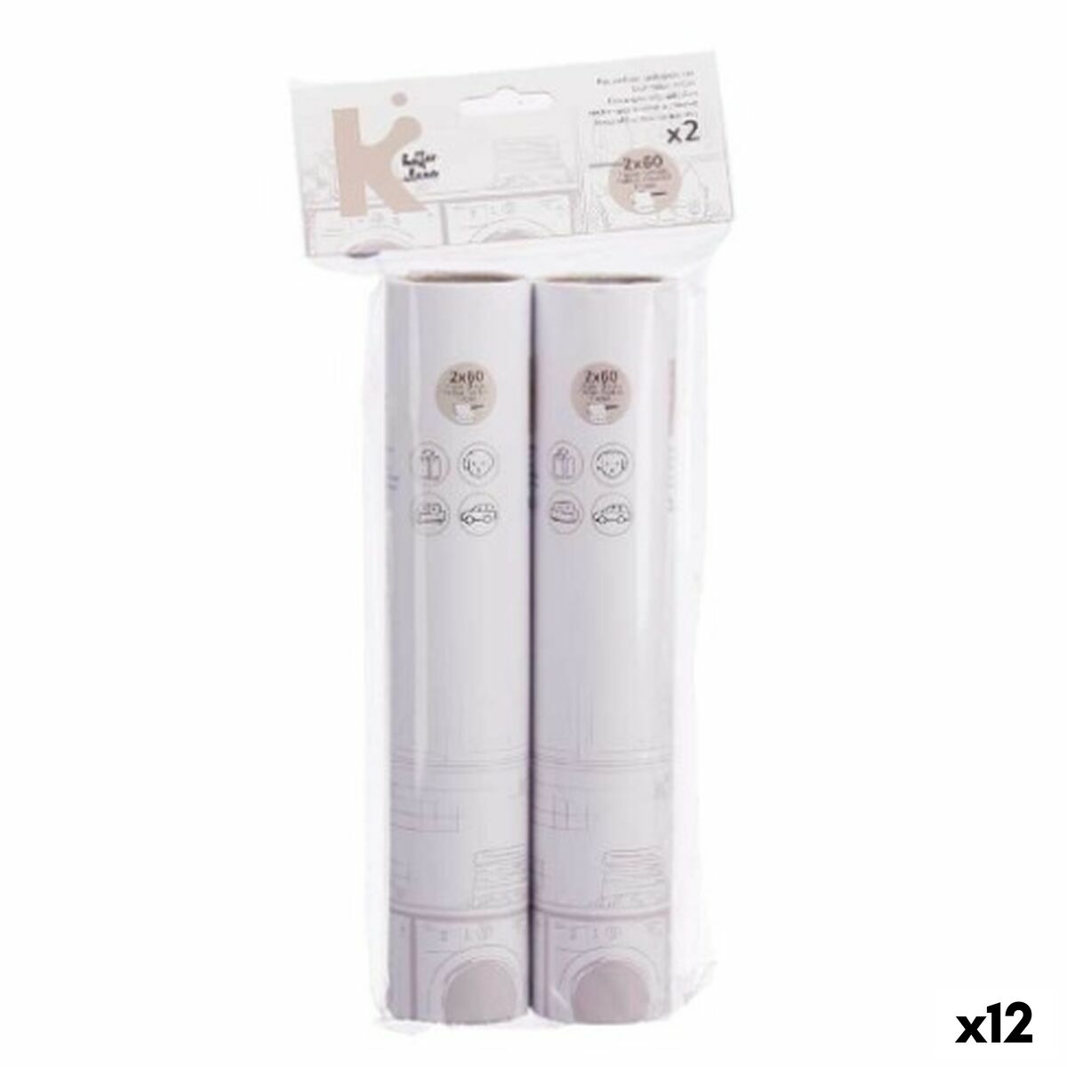 Klädrulle Vit 24 x 19 cm 14 x 31 x 4,5 cm Reservdel (12 antal)