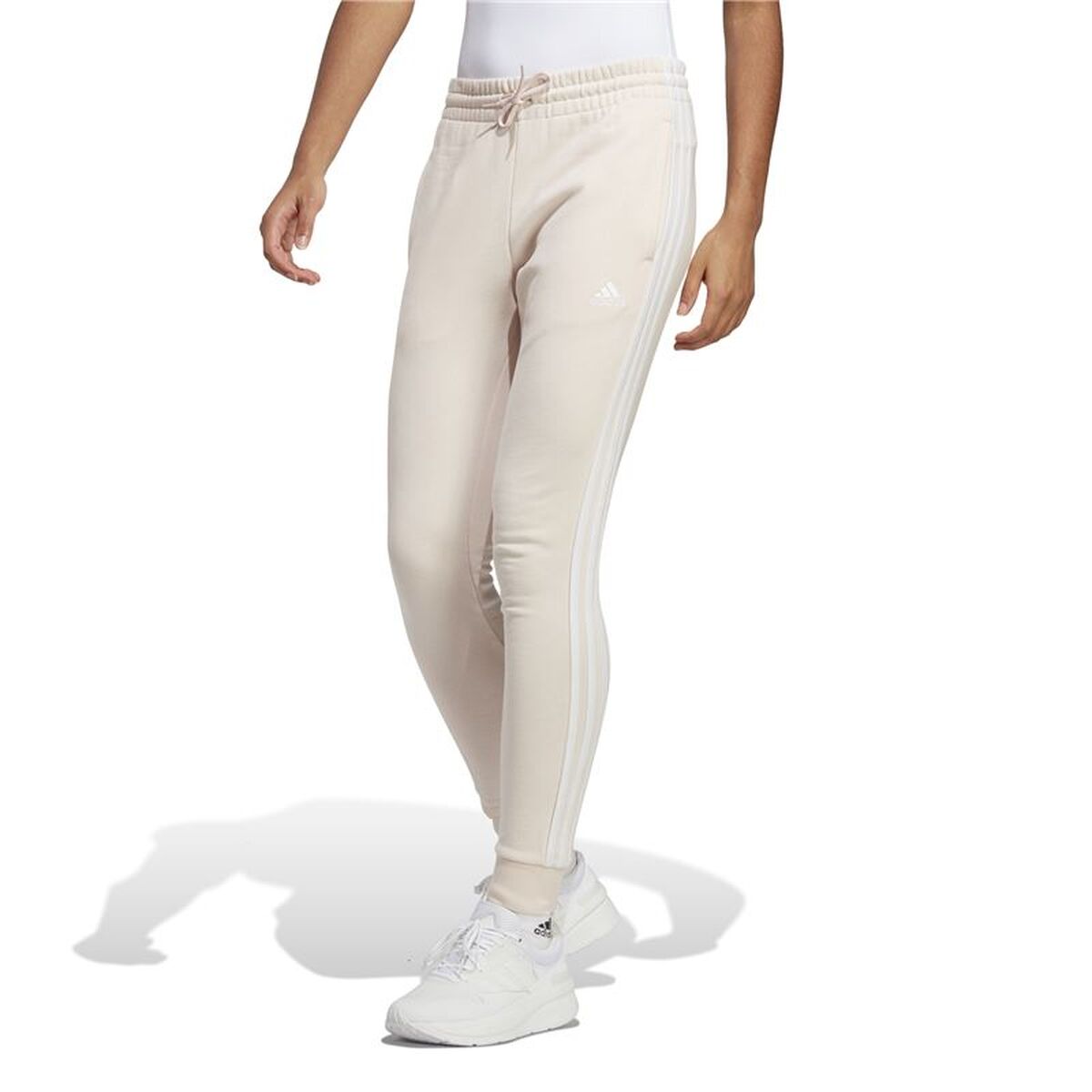 Långa träningsbyxor Adidas Essentials 3S Beige Kvinna - 2