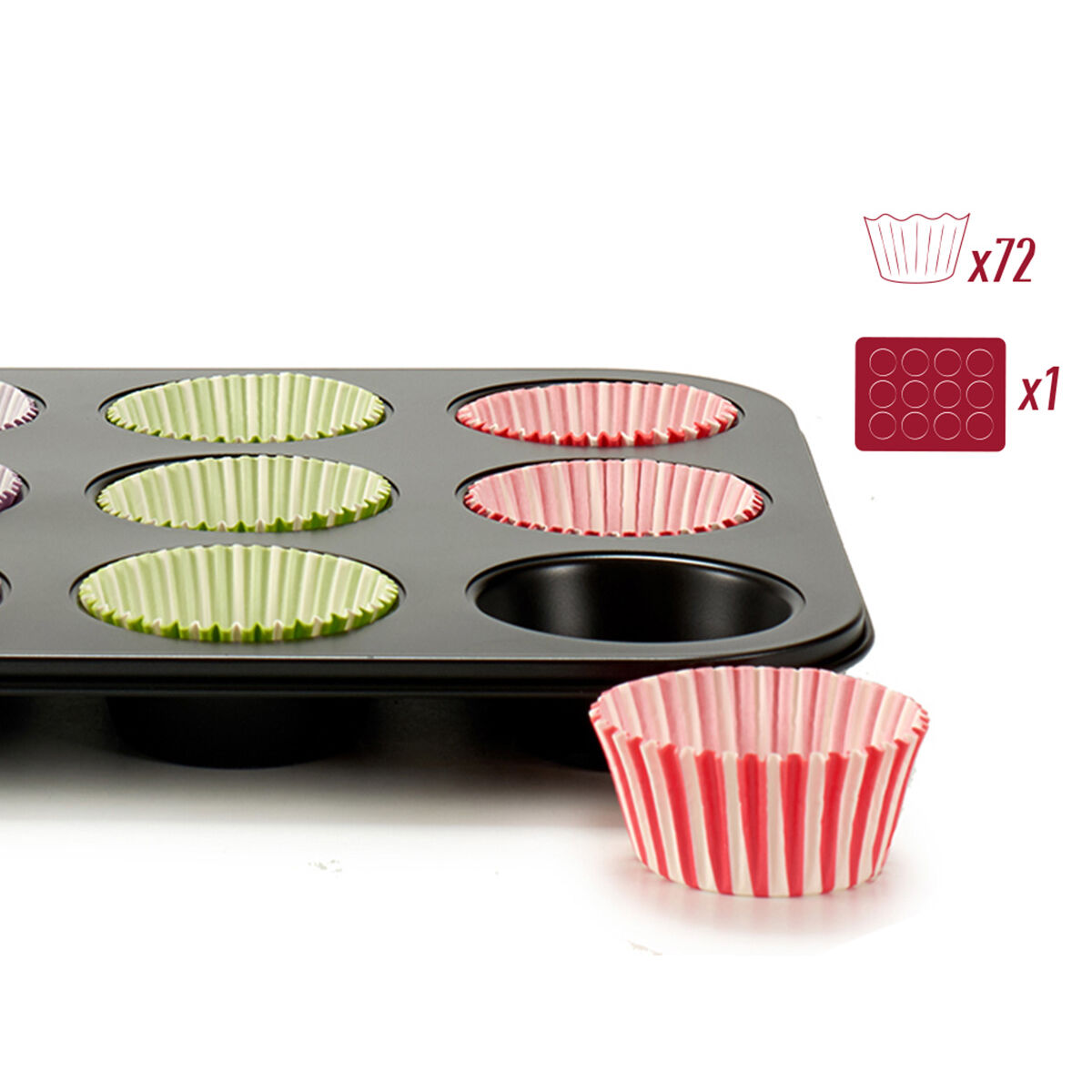 Muffinsbricka Kinvara Blå Svart Röd Grön Purpur Multicolour 7 x 7 x 3 cm 35 x 3 x 26,5 cm Ugnsplåt (12 antal) - 3