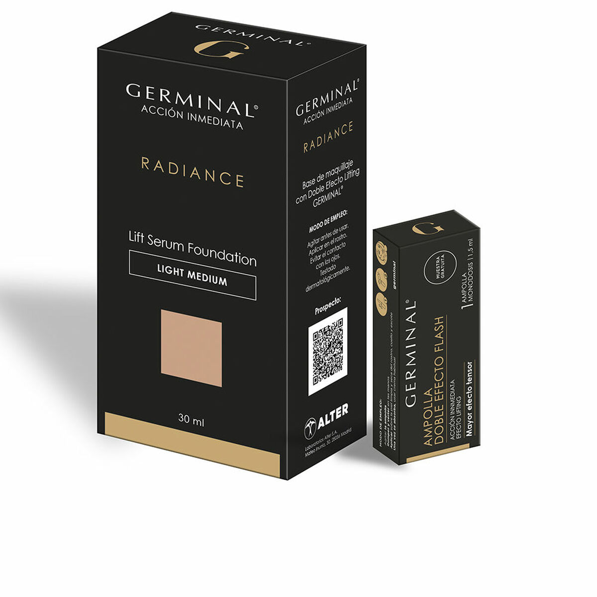 Flytande makeupbas Germinal ACCIÓN INMEDIATA RADIANCE 2 Delar