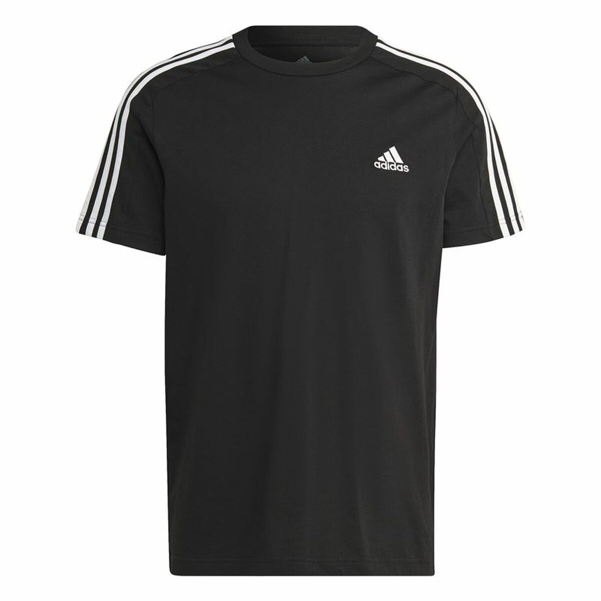 T-shirt med kortärm Herr Adidas Essentials Single 3 Bandas Svart - 2