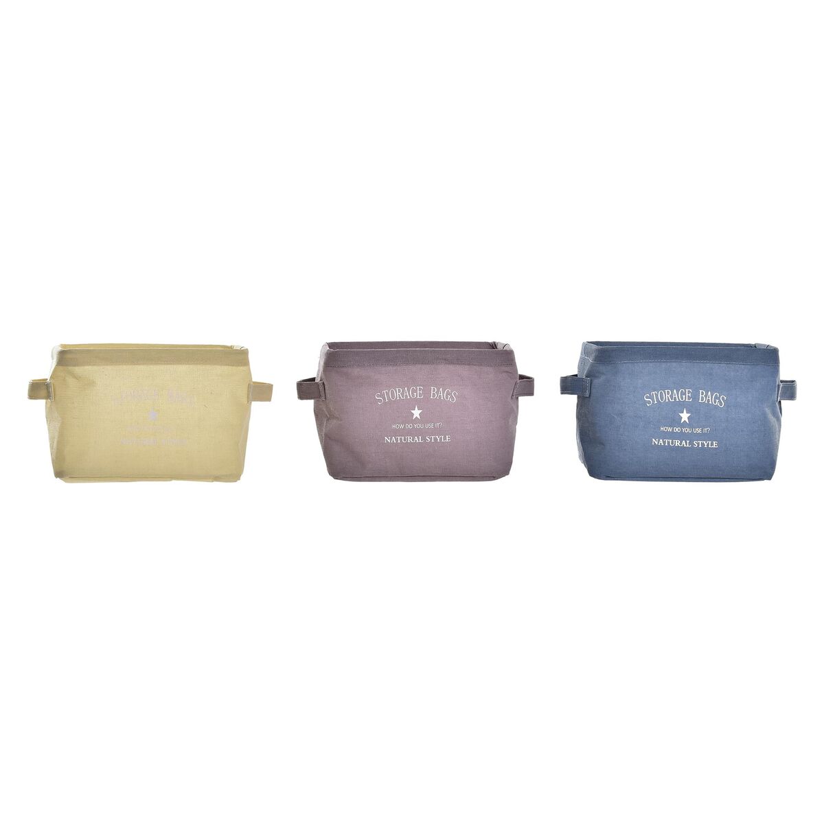 Korg DKD Home Decor Gul Blå Rödbrun Kanvas Modern 20 x 16 x 15 cm (3 antal)