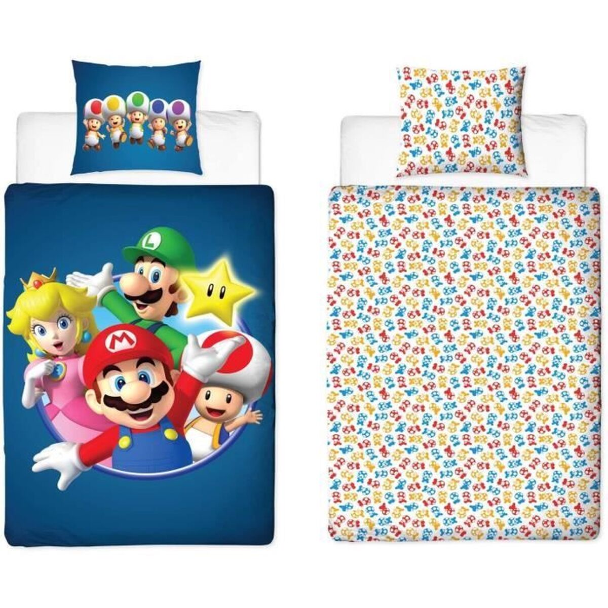 Täckslagsset Mario Bros 25 x 4 x 30 cm Blå Säng 140 2 Delar