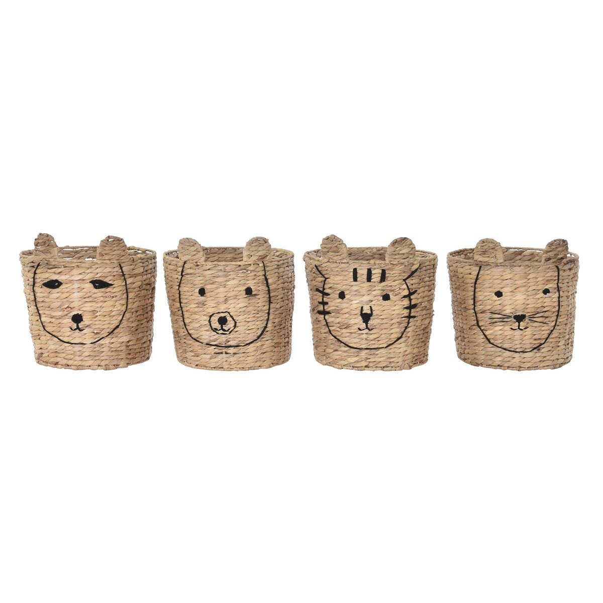 Korg DKD Home Decor Brun Svart Naturell Rusar djur Tropiskt 35 x 35 x 35 cm (4 antal)