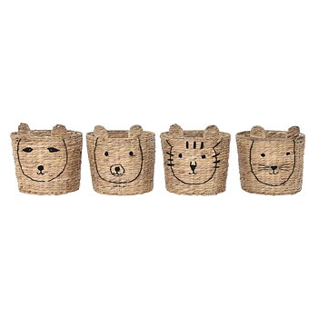 Korg DKD Home Decor Brun Svart Naturell Rusar djur Tropiskt 35 x 35 x 35 cm (4 antal)