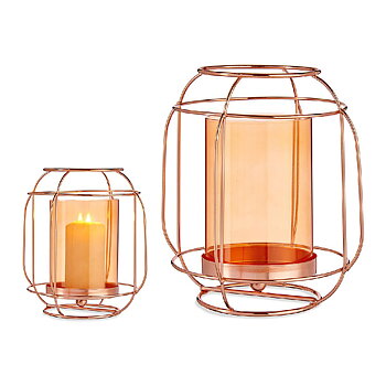 Ljusstakar Gift Decor Koppar Ambra Metall Glas 19 x 20 x 19 cm Lykta
