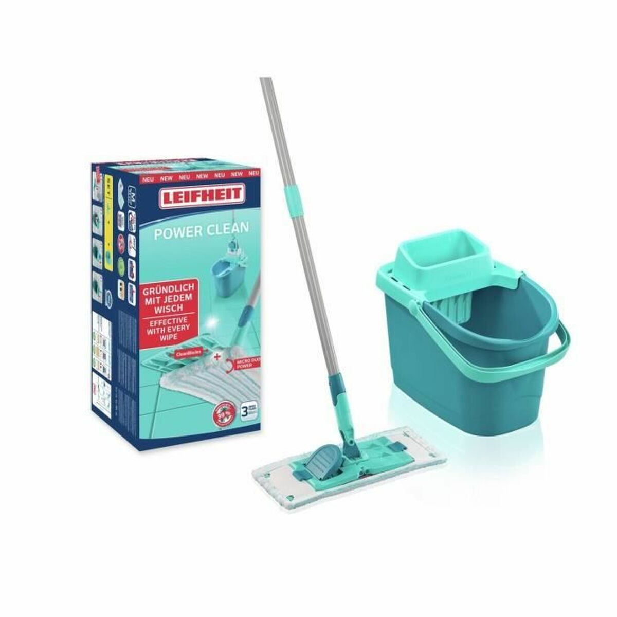 Mop with Bucket Leifheit PowerClean Turkos