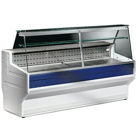 Kyldisk med rakt glas, statisk kylning, +4 ° C / + 6 ° C, w 1500 mm
