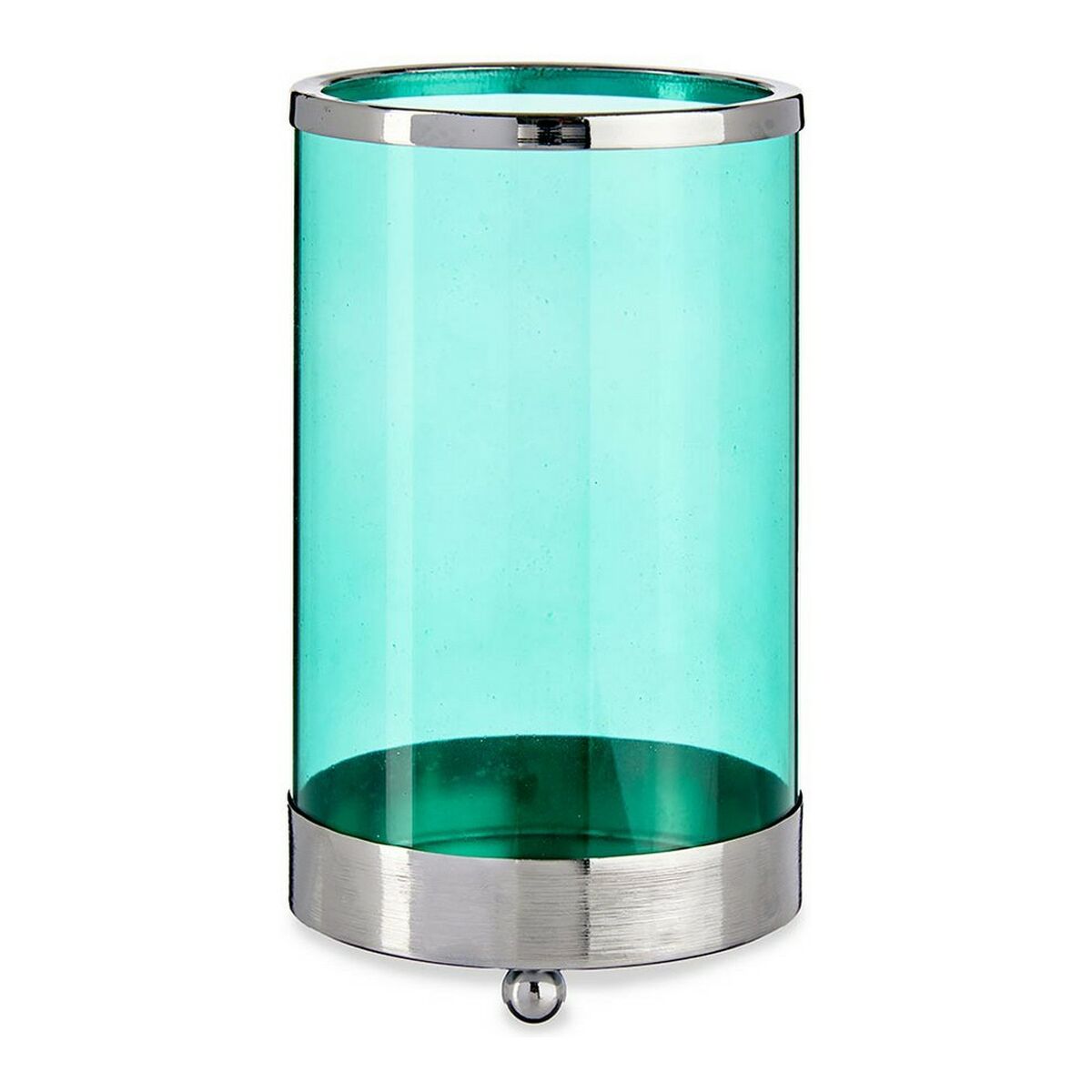 Ljusstakar Gift Decor Blå Silvrig Silver Metall Glas 9,7 x 16,5 x 9,7 cm Cylinder