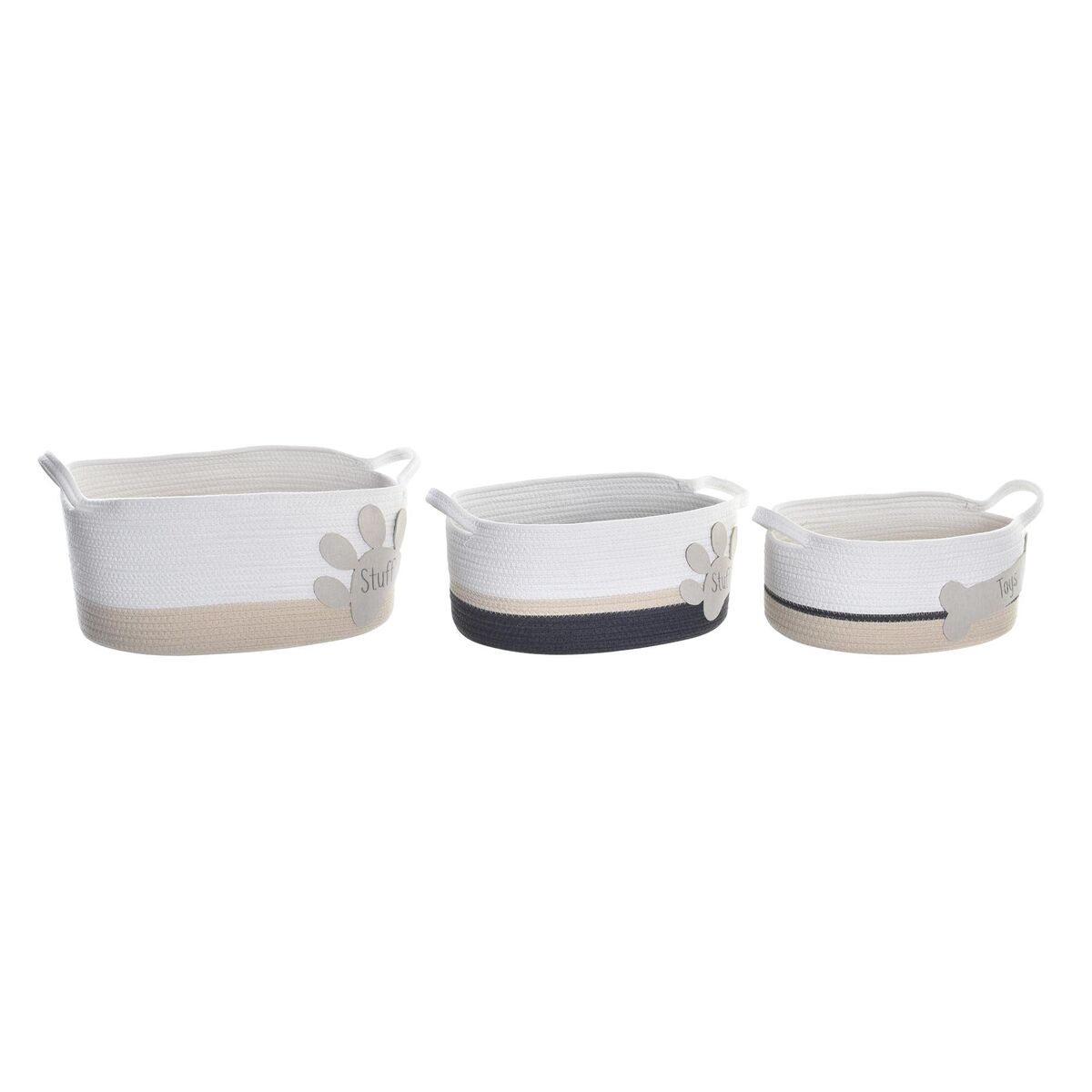 Korg - set DKD Home Decor Vit Grå Kräm 60 x 31 x 25 cm 3 Delar