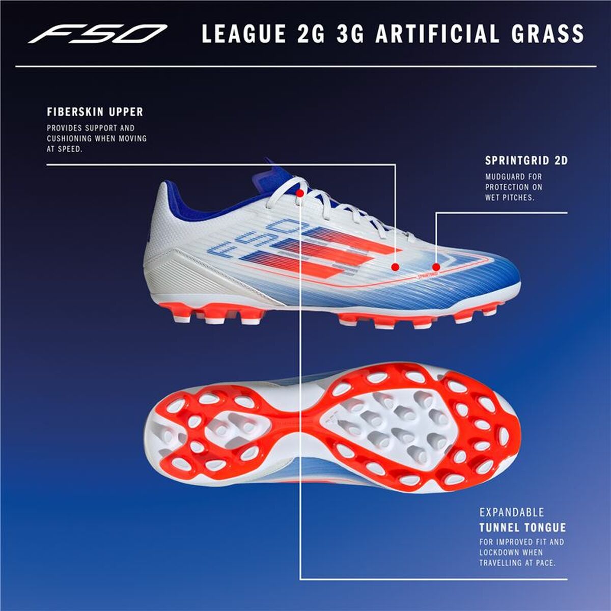 Fotbollsskor för vuxna Adidas F50 League Vit - 2