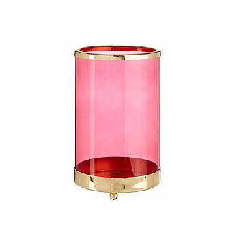 Ljusstakar Gift Decor Rosa Gyllene Metall Glas 12,2 x 19,5 x 12,2 cm Cylinder