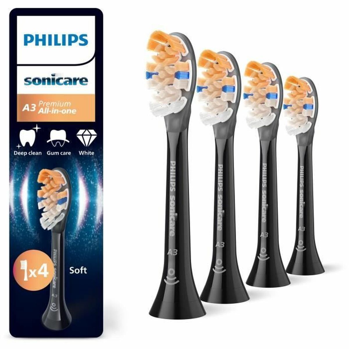 Tandborsthuvud Philips Svart 4 antal