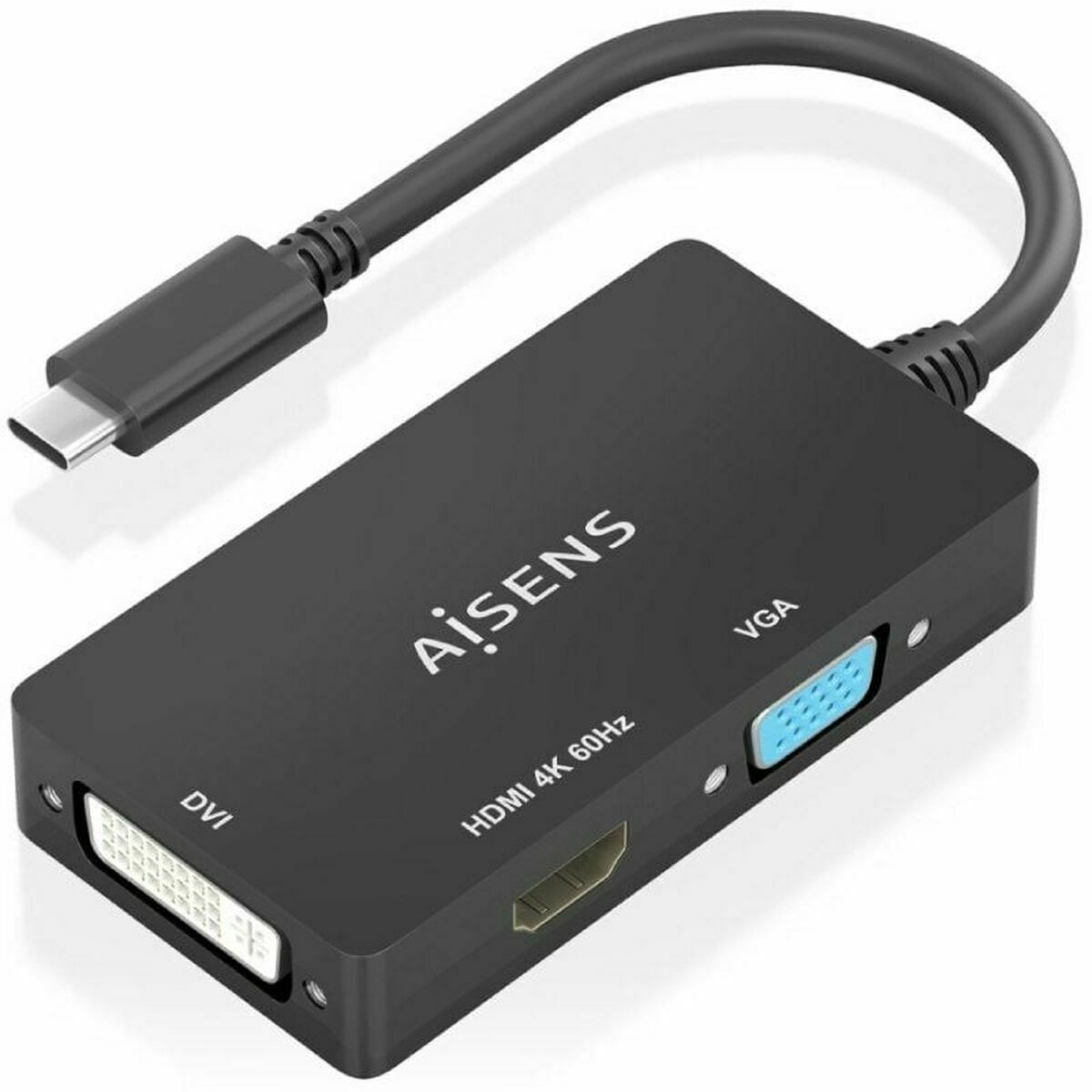 USB-C till VGA/HDMI/DVI Adapter Aisens A109-0954 Svart 15 cm