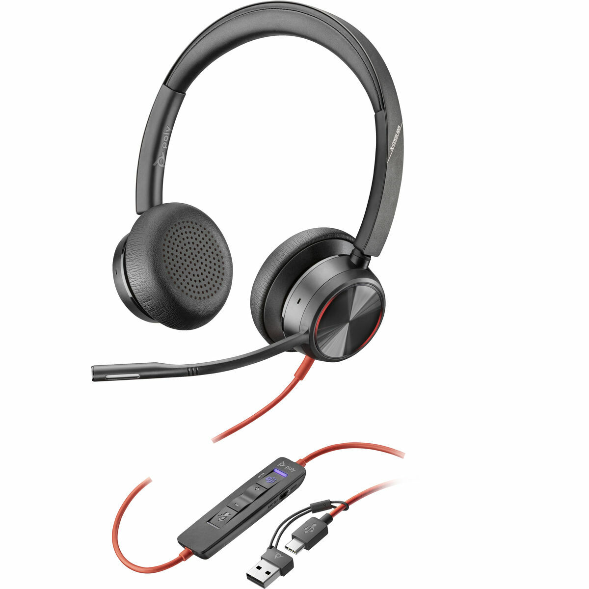 Hörlurar med Mikrofon Poly Blackwire 8225 Svart