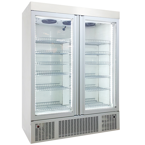 Frys 400 liter med glasdörrar, -2 ° / -25 °C
