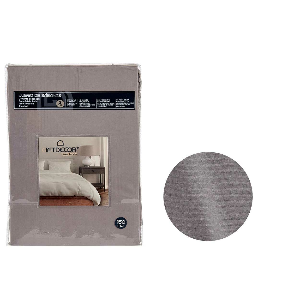 Bäddset Gift Decor Grå Mörkgrå Säng 150 3 Delar