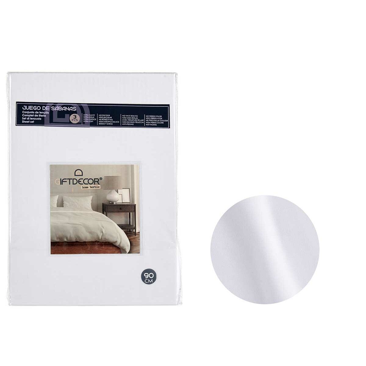 Bäddset Gift Decor Vit Grå Säng 90 3 Delar