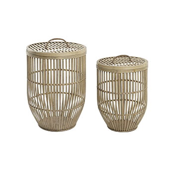 Korg - set DKD Home Decor Naturell Ljusbrun Bambu (2 Delar)