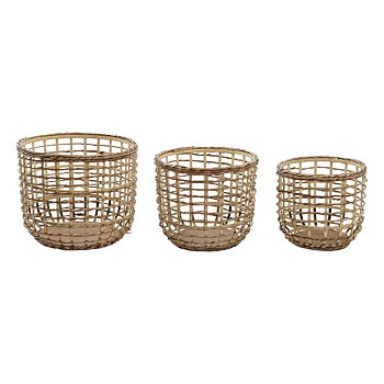 Korg - set DKD Home Decor Brun Naturell (3 Delar) (3 antal)