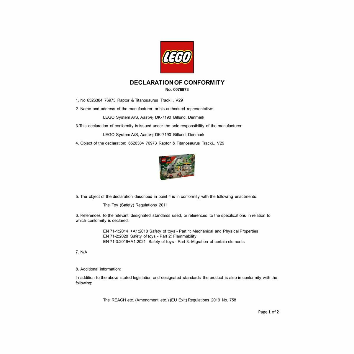 Byggsats Lego JURASSIC WORLD 76973 Raptor & Titanosaurus Tracking Mission - 2