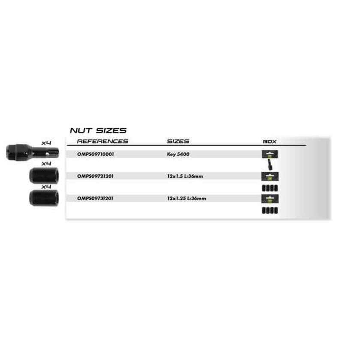 Mutter OMP OMPS09721201 M12 x 1,50 4 uds Svart - 2