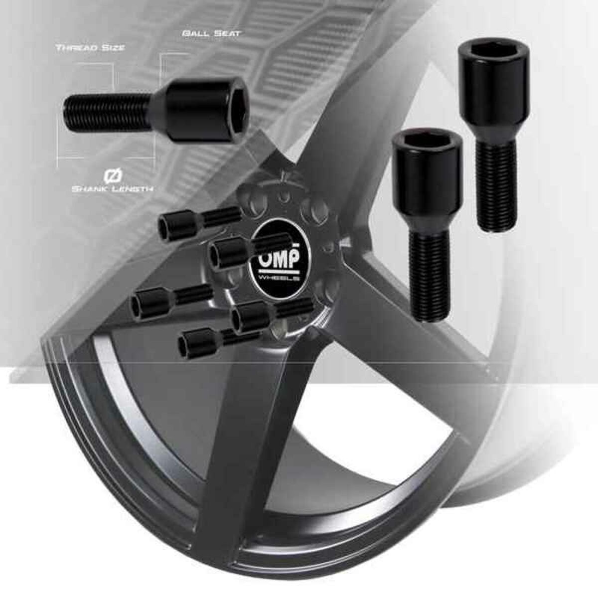 Skruvsats OMP OMPS09621201 M12 x 1,25 Svart - 2