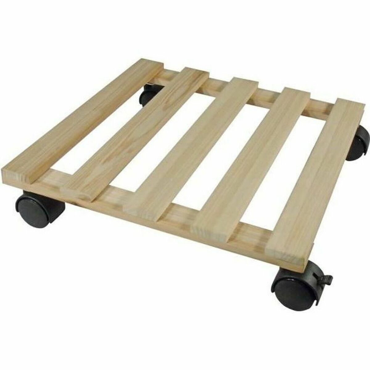 Blompall med hjul Nature Naturell Granträ (35 x 35 x 7,4 cm)