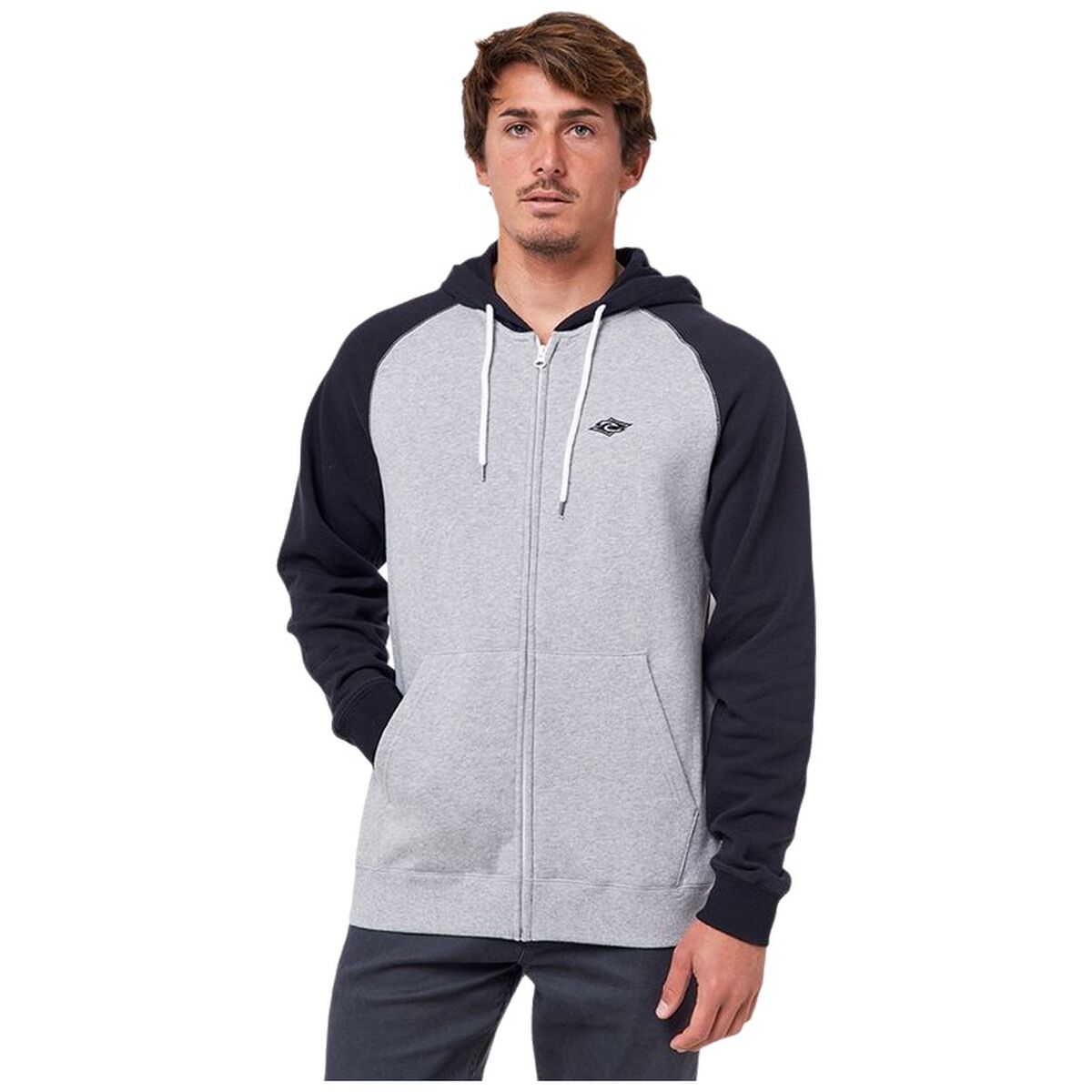 Tröja med huva Herr Rip Curl Embroid Hooded Zip Thru Ljusgrå