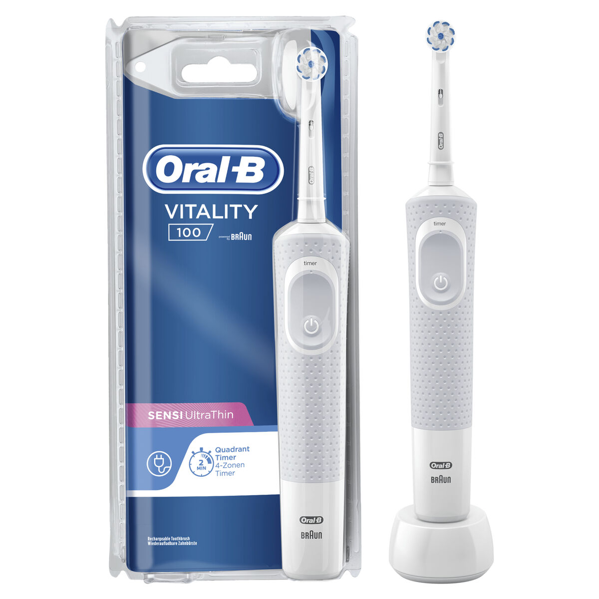Elektrisk Tandborste Oral-B VITALITY 100 SENTIVE ULTRA THIN Vit