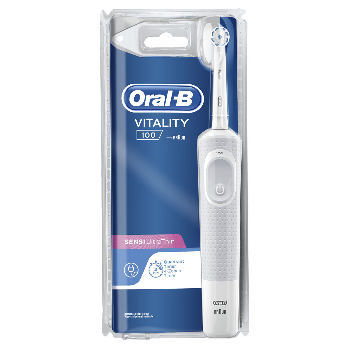 Elektrisk Tandborste Oral-B VITALITY 100 SENTIVE ULTRA THIN Vit - 2